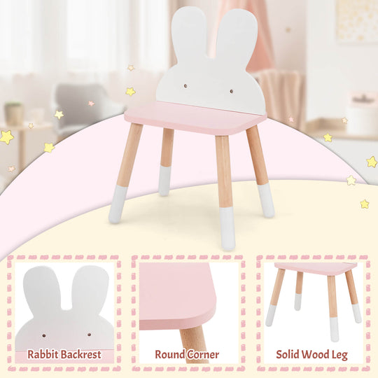 2 in 1 Wooden Princess Kids Vanity Set with Mirror-White