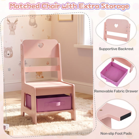 Kids Vanity Set with Colorful LED Lights and Jewelry Stand for Toddlers
