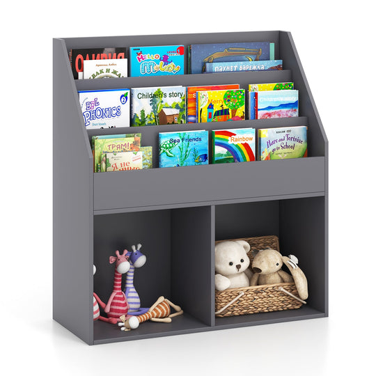 Kids Wooden Bookshelf Bookcase Children Toy Storage Cabinet Organizer-White