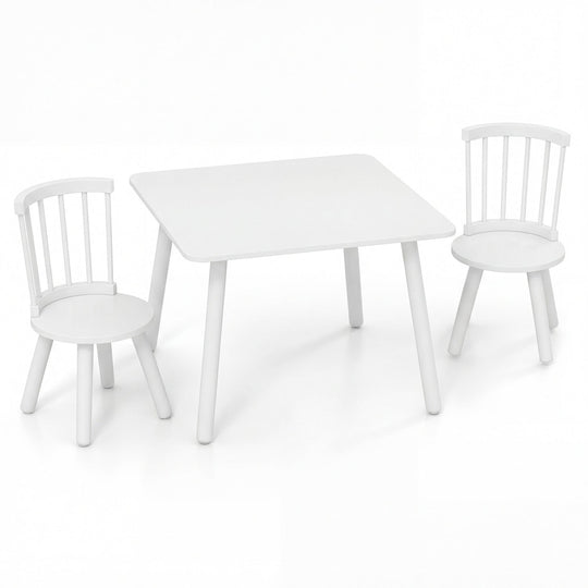 Kids Wooden Table and Chairs Set 3-Piece Toddler Furniture with Pine Wood Frame
