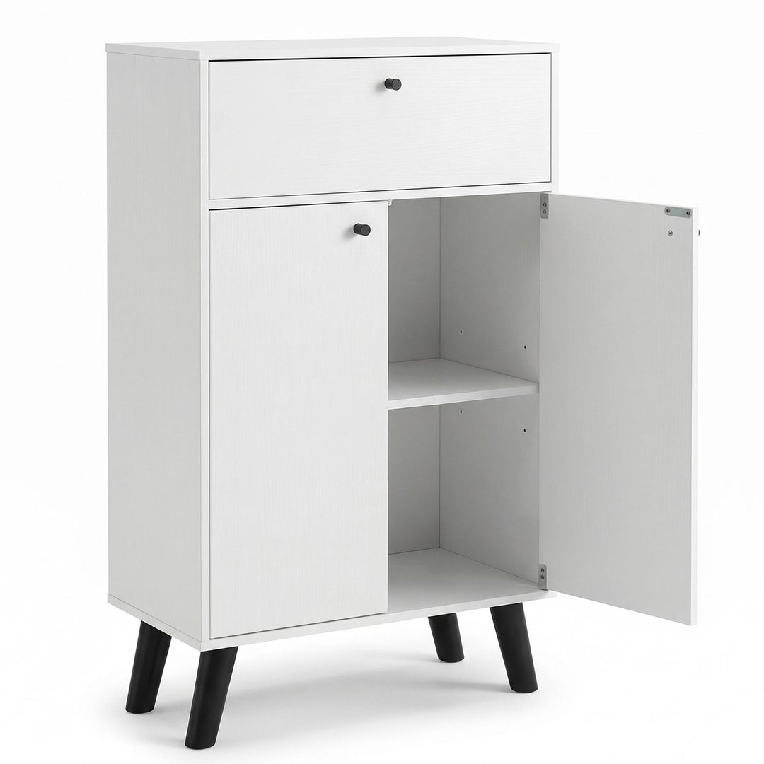 Kitchen Buffet Cabinet with 1 Drawer 2 Doors and Adjustable Shelf-White
