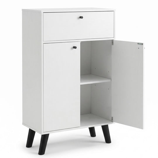 Kitchen Buffet Cabinet with 1 Drawer 2 Doors and Adjustable Shelf-White