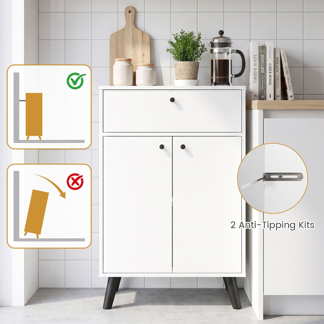 Kitchen Buffet Cabinet with 1 Drawer 2 Doors and Adjustable Shelf-White