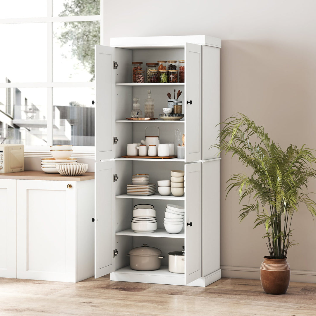 Kitchen Pantry Cabinet with 2 Adjustable Shelves and Anti-Tipping Kits for Living Room