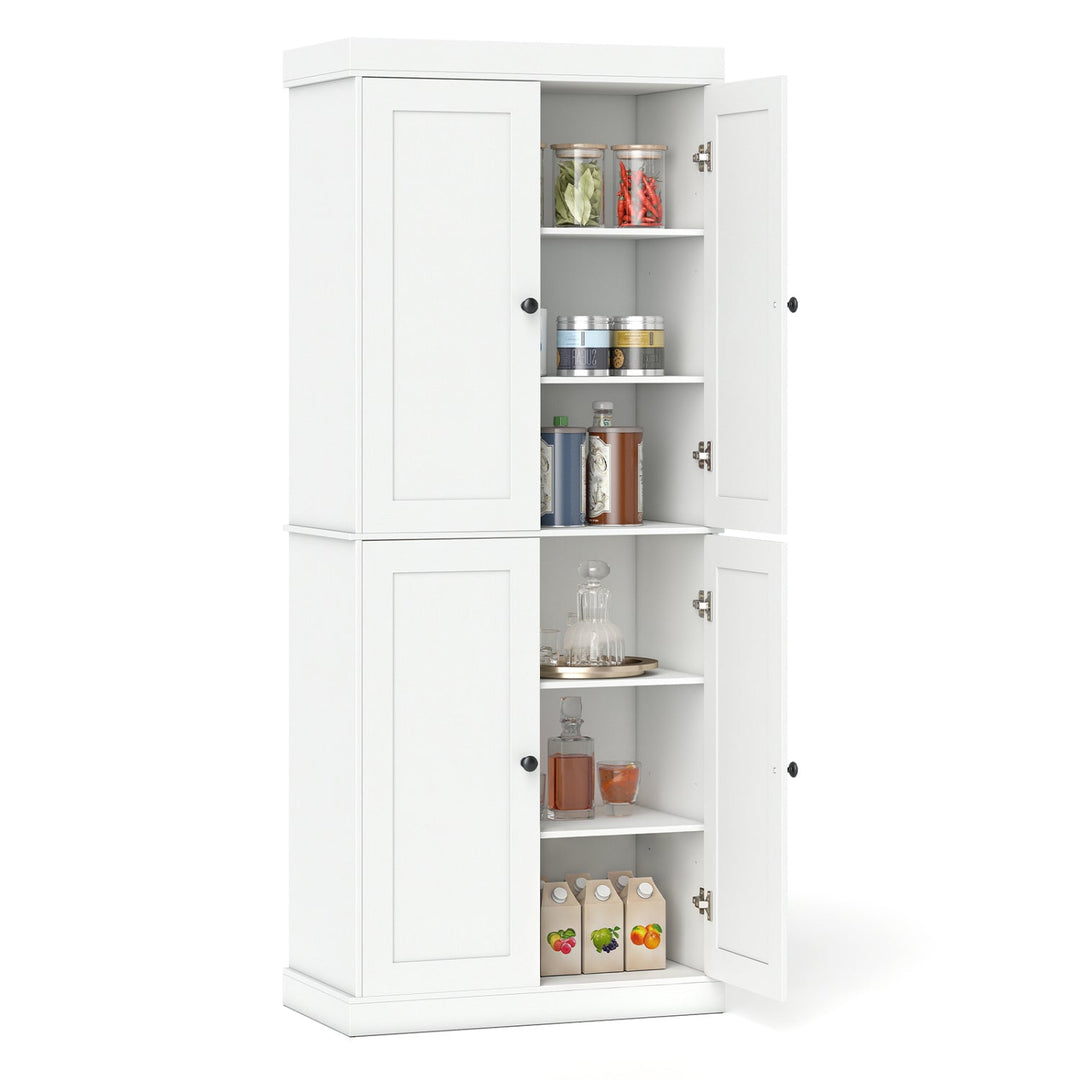 Kitchen Pantry Cabinet with 2 Adjustable Shelves and Anti-Tipping Kits for Living Room