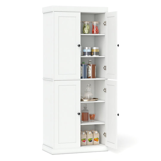 Kitchen Pantry Cabinet with 2 Adjustable Shelves and Anti-Tipping Kits for Living Room