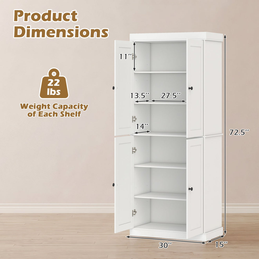 Kitchen Pantry Cabinet with 2 Adjustable Shelves and Anti-Tipping Kits for Living Room