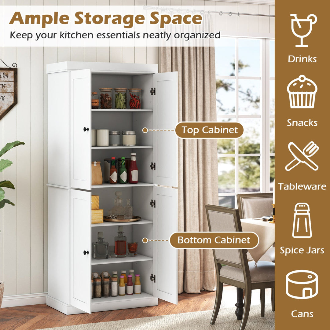 Kitchen Pantry Cabinet with 2 Adjustable Shelves and Anti-Tipping Kits for Living Room