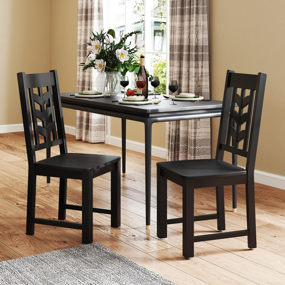 Kitchen Side Dining Chair Set of 2 with Rubber Wood Frame