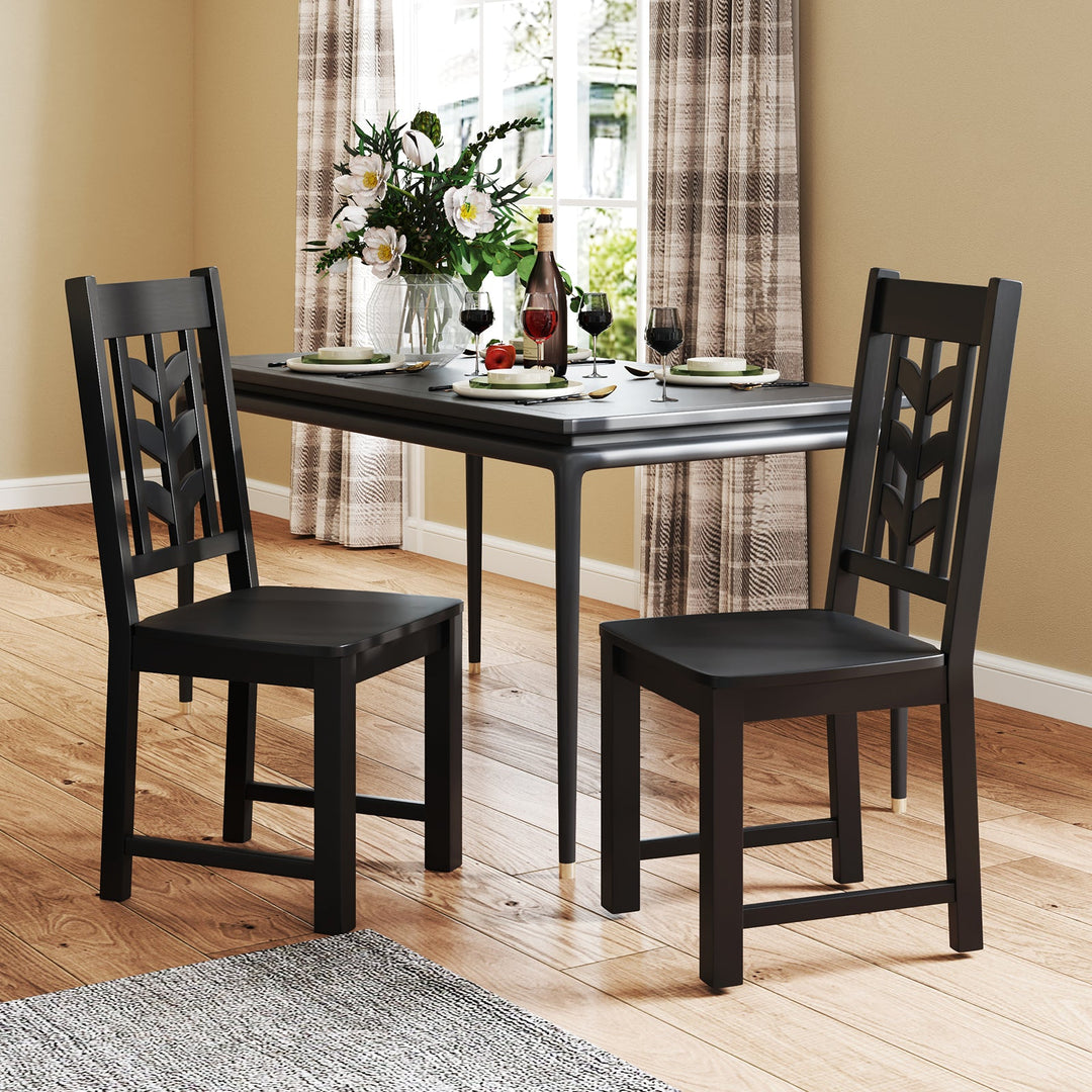 Kitchen Side Dining Chair Set of 2 with Rubber Wood Frame