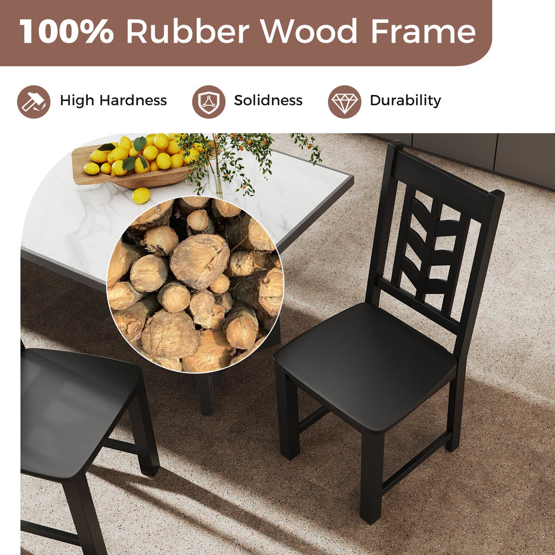 Kitchen Side Dining Chair Set of 2 with Rubber Wood Frame