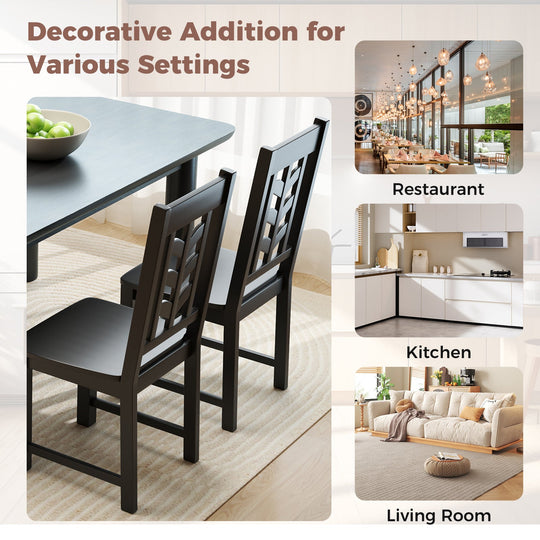 Kitchen Side Dining Chair Set of 2 with Rubber Wood Frame