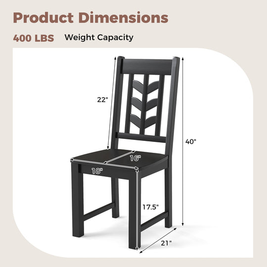 Kitchen Side Dining Chair Set of 2 with Rubber Wood Frame
