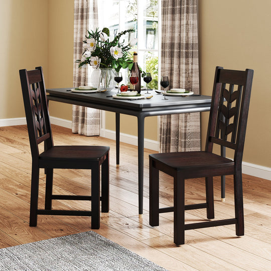 Kitchen Side Dining Chair Set of 2 with Rubber Wood Frame