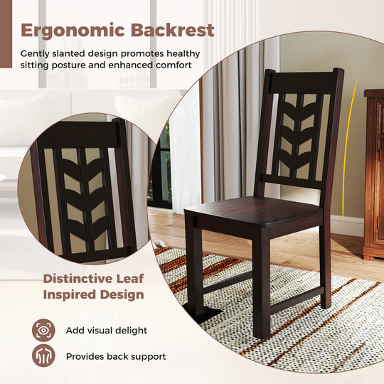 Kitchen Side Dining Chair Set of 2 with Rubber Wood Frame
