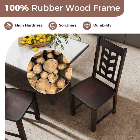 Kitchen Side Dining Chair Set of 2 with Rubber Wood Frame