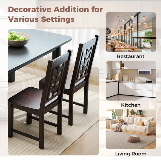 Kitchen Side Dining Chair Set of 2 with Rubber Wood Frame