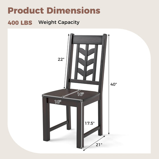 Kitchen Side Dining Chair Set of 2 with Rubber Wood Frame