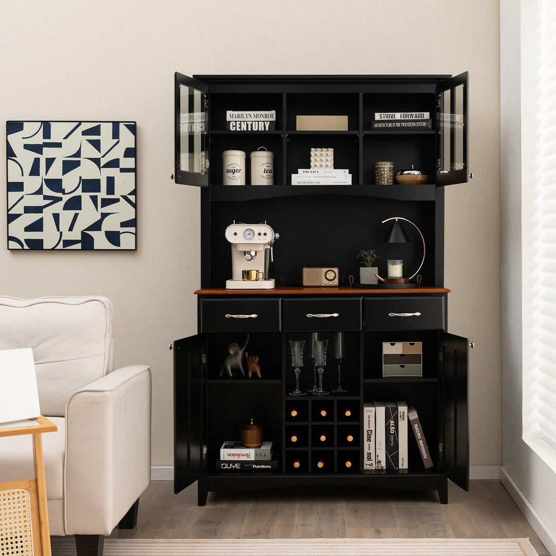 Wood Buffet Hutch Cabinet with 3 Large Drawers