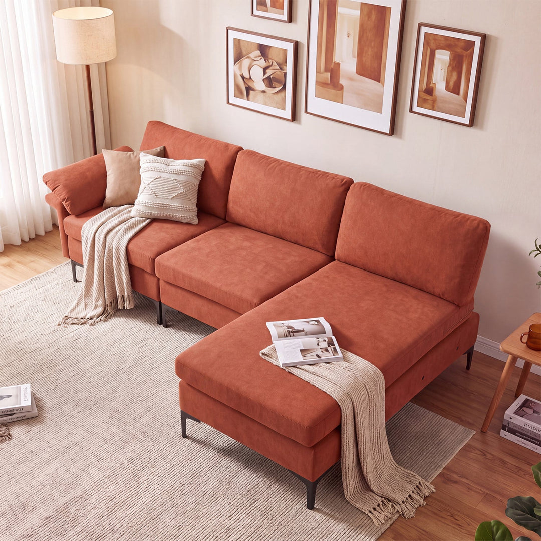 4-Seater L-Shaped Sectional Sofa with USB Charging Ports
