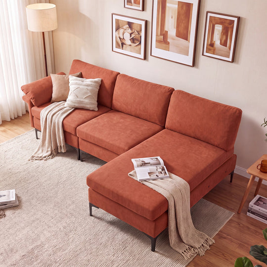 4-Seater L-Shaped Sectional Sofa with USB Charging Ports