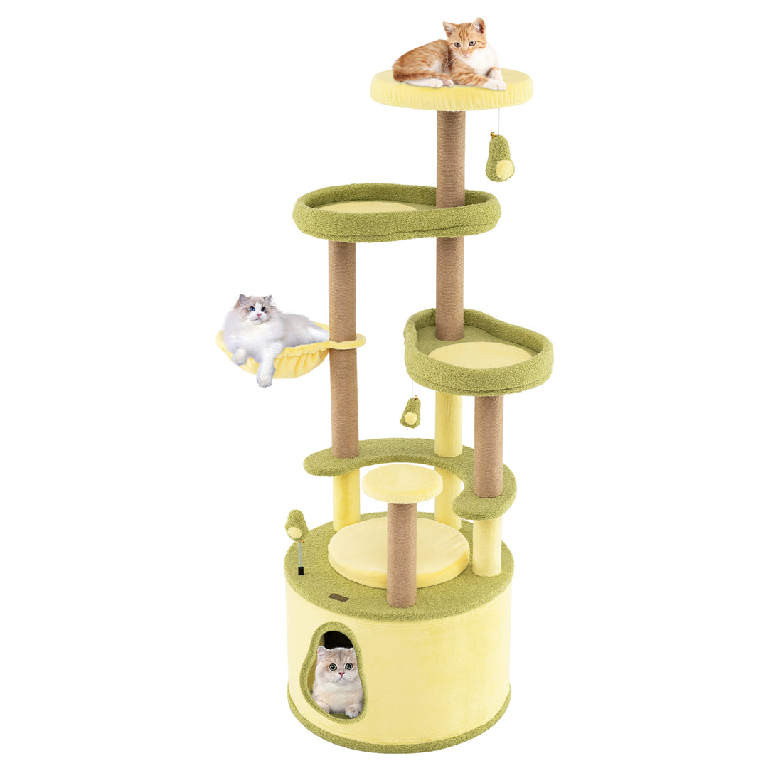 Large Avocado Cat Tree Multi-level Cat Tower with Private Condo-Green