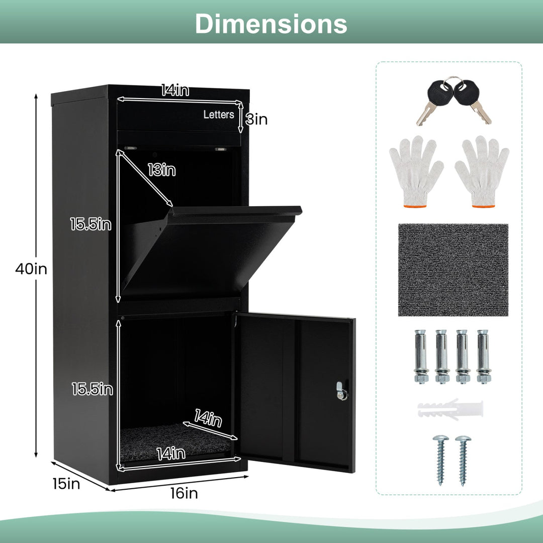 Large Galvanized Package Delivery Box for Outside with Anti-Theft Design