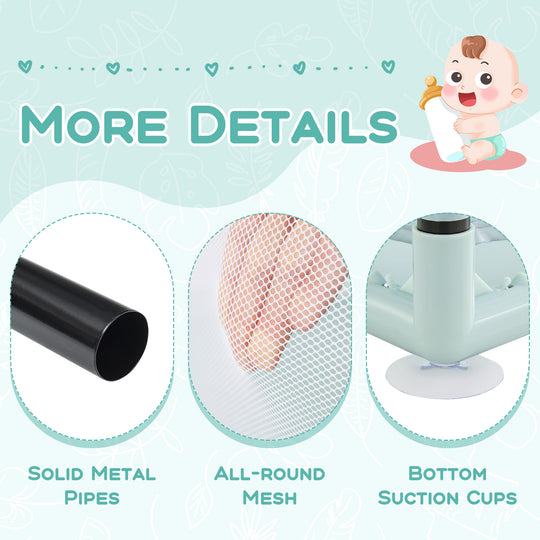 Large Kids Activity Center Baby Playpen for Toddlers with 4 Pull Rings-Blue