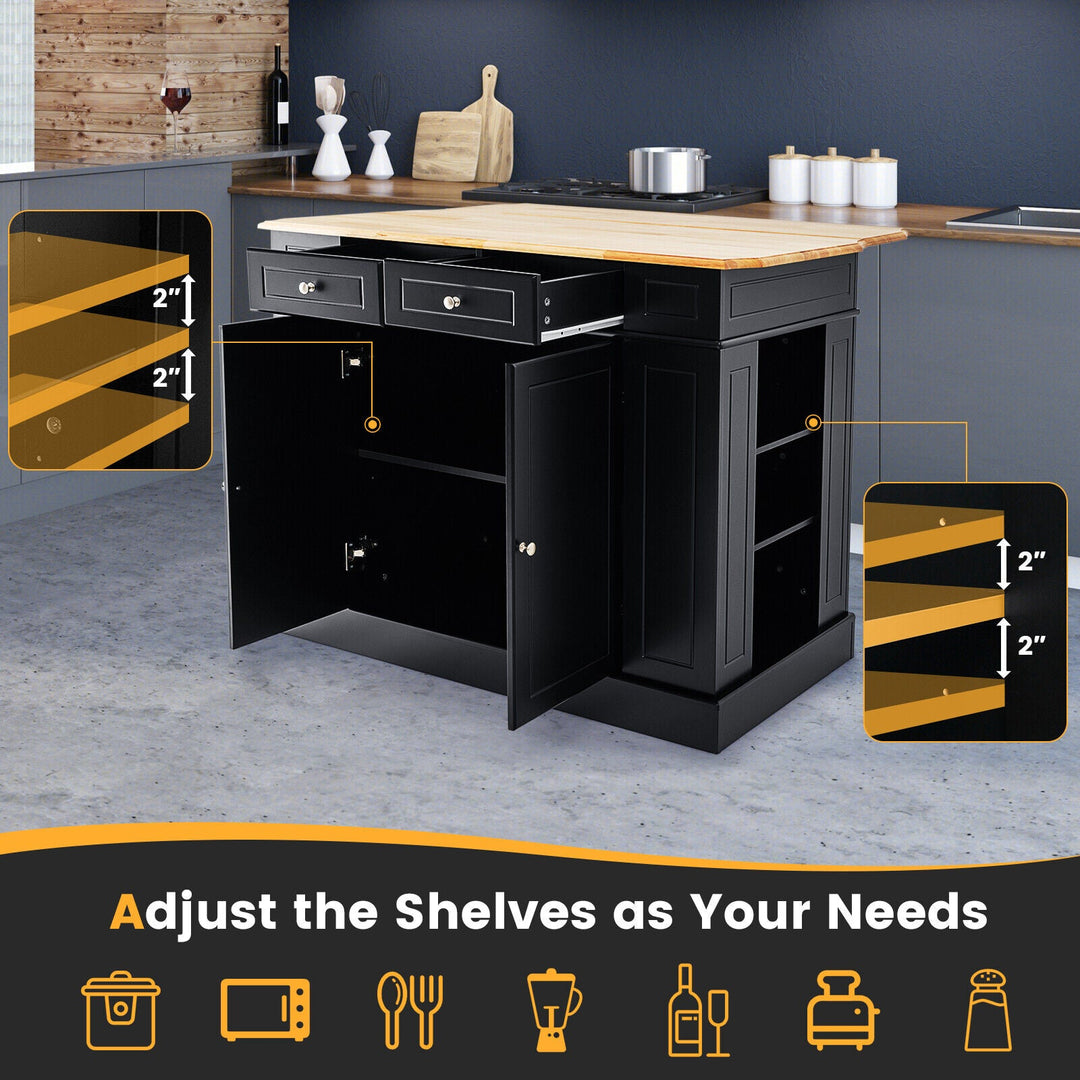 Kitchen Island with Storage and 3-Level Adjustable Shelves