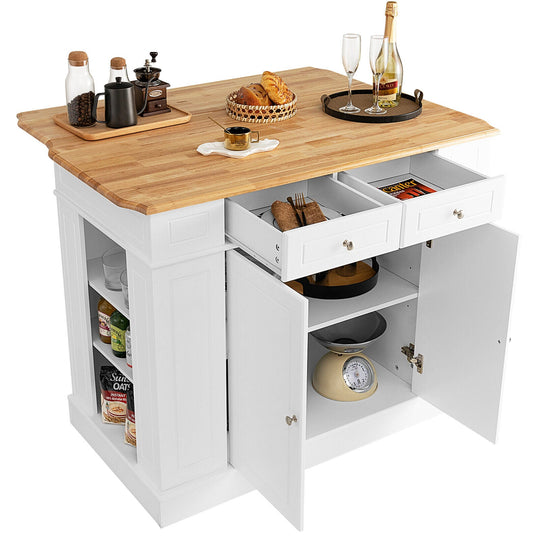 Kitchen Island with Storage and 3-Level Adjustable Shelves