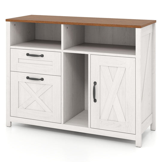 Lateral File Cabinet with 2 Drawers and Single-Door Cabinet for Letter/A4