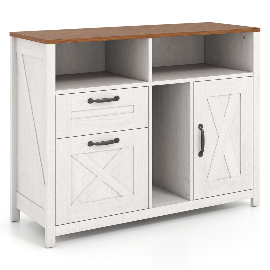 Lateral File Cabinet with 2 Drawers and Single-Door Cabinet for Letter/A4