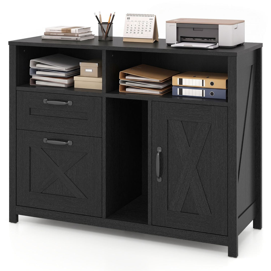 Lateral File Cabinet with 2 Drawers and Single-Door Cabinet for Letter/A4