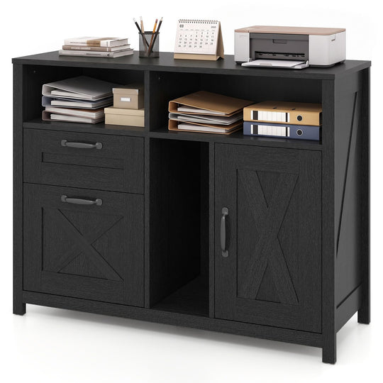 Lateral File Cabinet with 2 Drawers and Single-Door Cabinet for Letter/A4