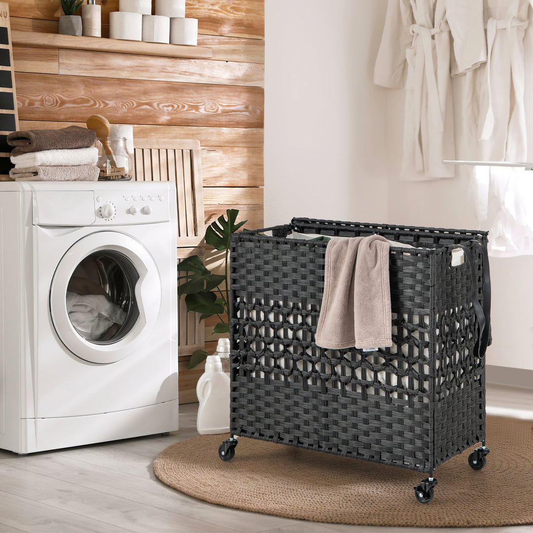 2-Section Laundry Hamper with Removable Bags, 110L