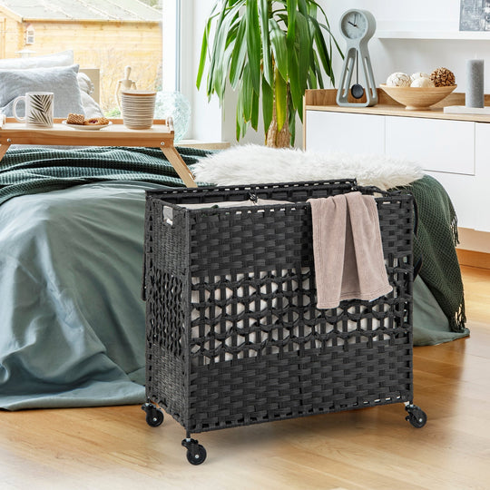 2-Section Laundry Hamper with Removable Bags, 110L