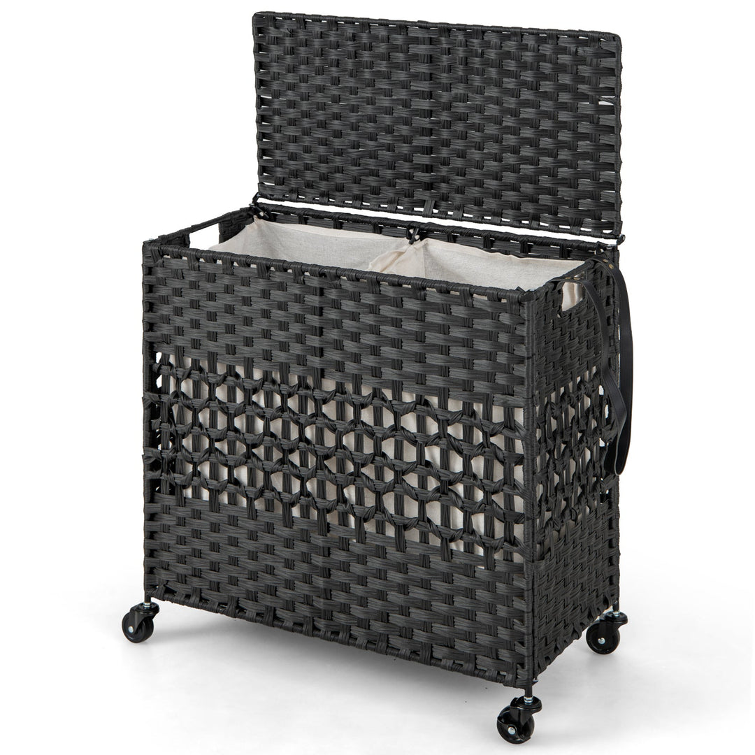 2-Section Laundry Hamper with Removable Bags, 110L