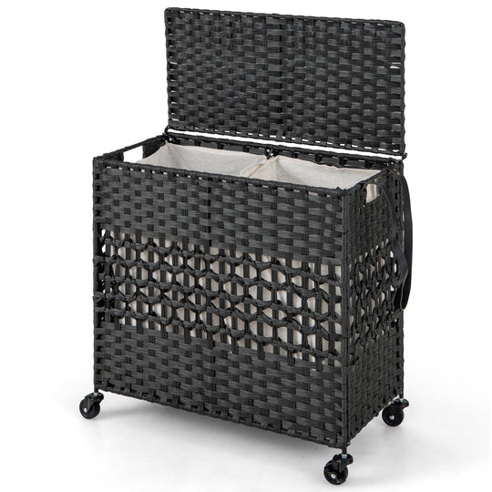 2-Section Laundry Hamper with Removable Bags, 110L