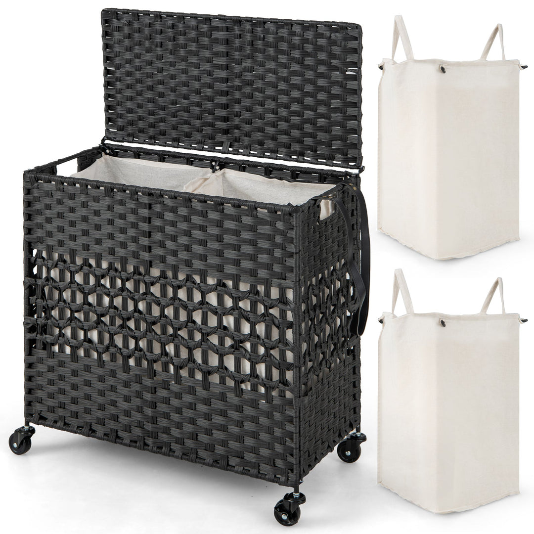 2-Section Laundry Hamper with Removable Bags, 110L