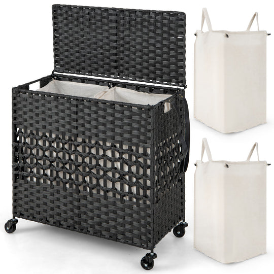 2-Section Laundry Hamper with Removable Bags, 110L