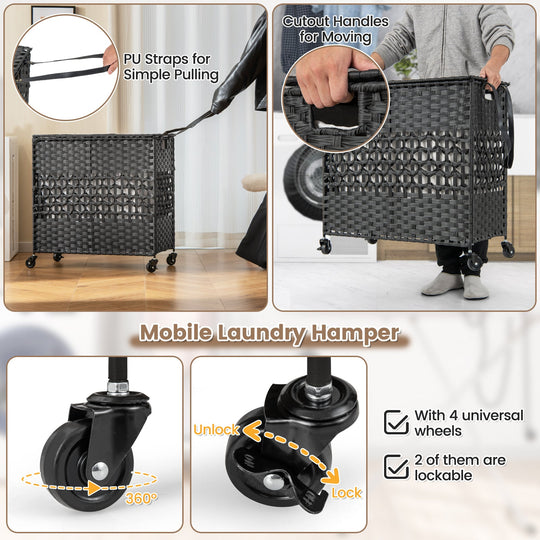2-Section Laundry Hamper with Removable Bags, 110L