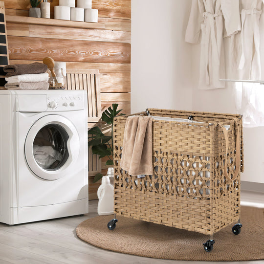 2-Section Laundry Hamper with Removable Bags, 110L