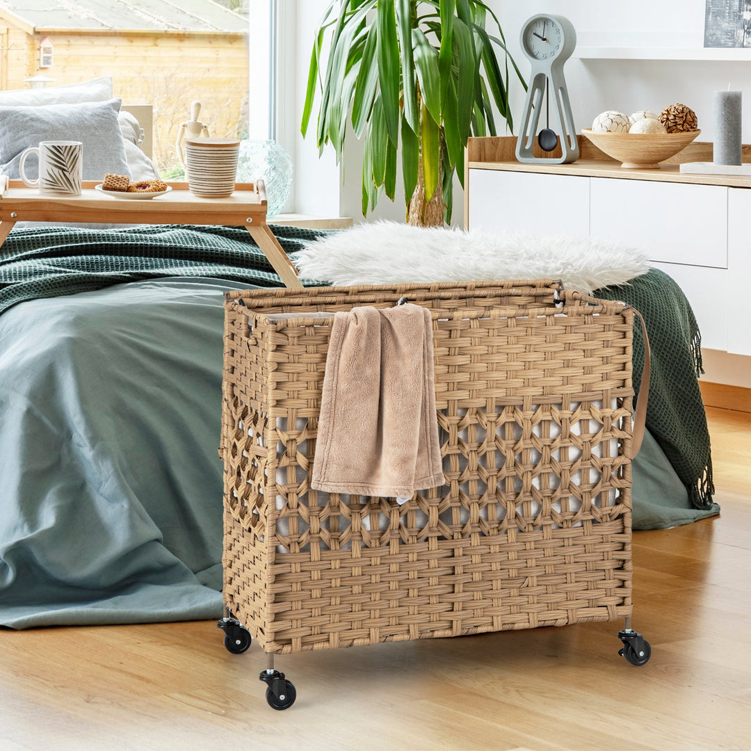 2-Section Laundry Hamper with Removable Bags, 110L
