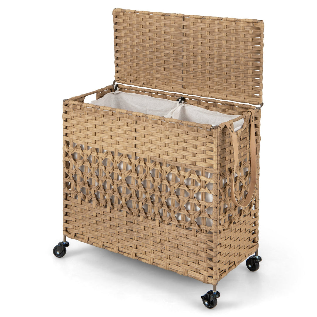 2-Section Laundry Hamper with Removable Bags, 110L