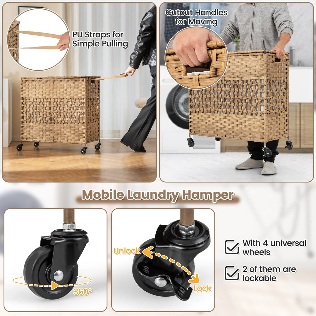 2-Section Laundry Hamper with Removable Bags, 110L