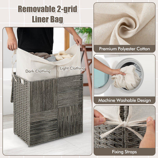 29 Gallons Laundry Hamper with Convenient Handles and Removable Liner Bag-Gray