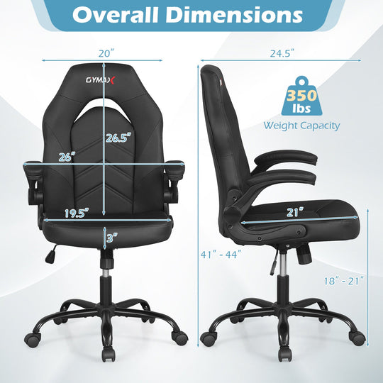 Leather Office Chair Ergonomic Computer Desk Chair with Flip-up Armrests