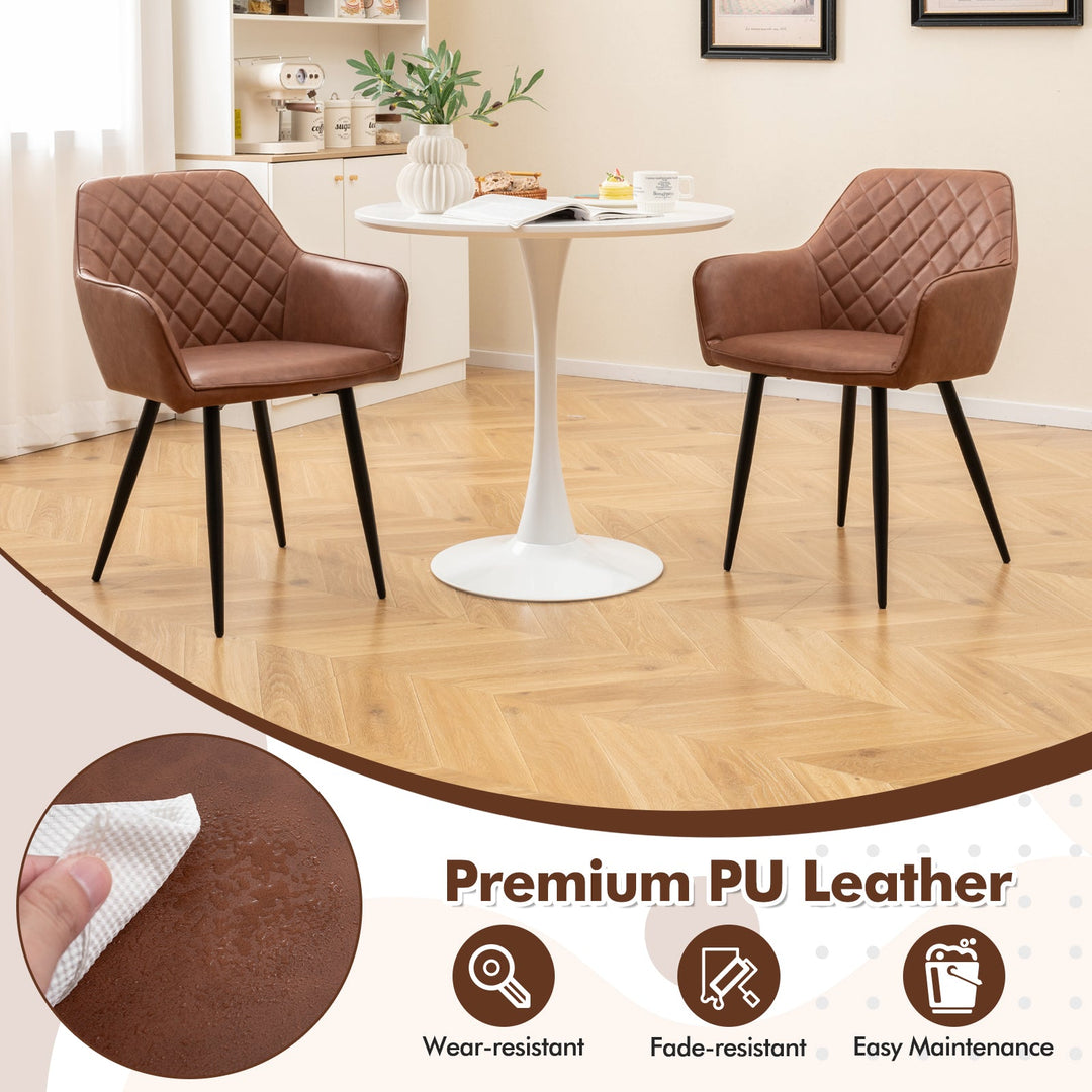 Leisure Dining Chair Set of 2 with Curved Backrest and Wide Seat