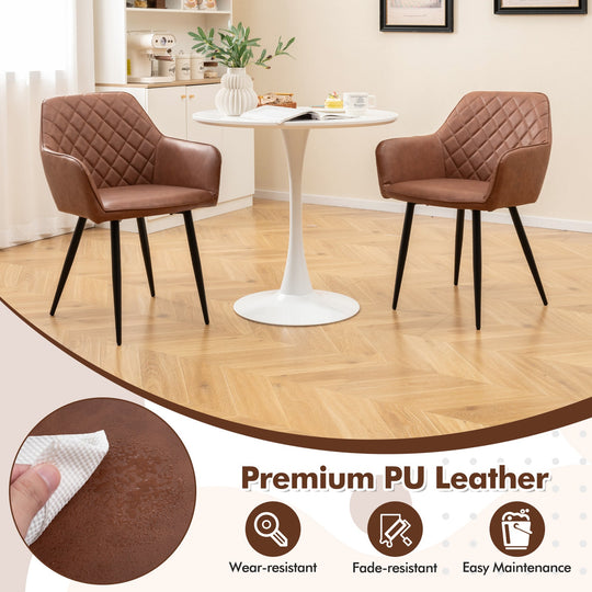 Leisure Dining Chair Set of 2 with Curved Backrest and Wide Seat
