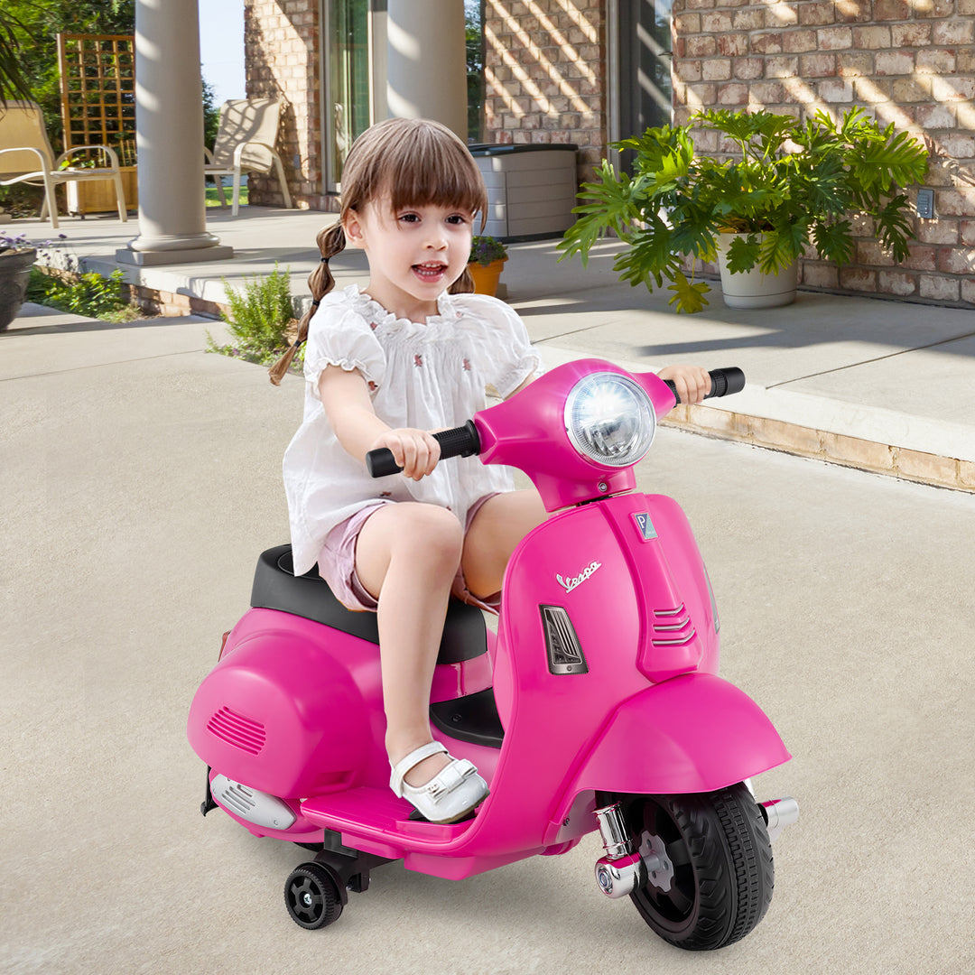 Kids Ride on Motorcycle Licensed Vespa with LED Headlight and Horn Sound-Pink